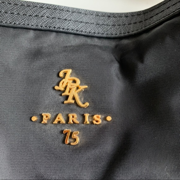 JPK Paris 75 Nylon Shoulder Bag Purse Black Gold Hardware - Picture 4 of 12